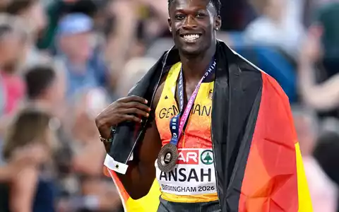 Owen Ansah konnte trotz der drohenden Sperre nach Bronze bei der EM lächeln. - Foto: Sven Hoppe/dpa