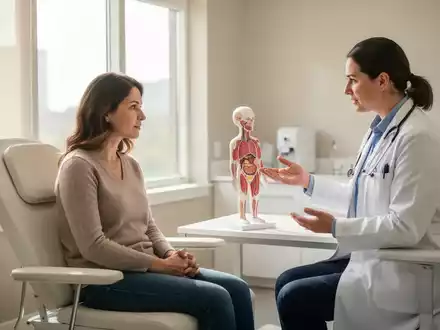 Ärztin im Beratungsgespräch mit einer Patientin in einer hellen, modernen medizinischen Praxis. - Foto: über boerse-global.de