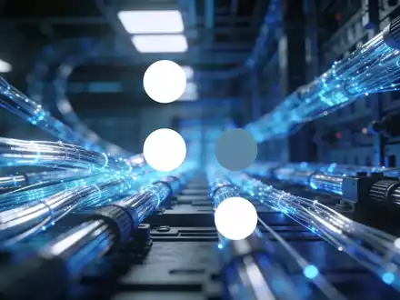 Abstraktes, futuristisches Quantencomputer-Labor mit leuchtenden Glasfaserkabeln und technologischer Atmosphäre. - Foto: über boerse-global.de