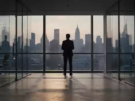 Ein professionell eingerichtetes, modernes Büro bei Dämmerung, das eine Atmosphäre des beruflichen Wandels vermittelt. - Foto: über boerse-global.de