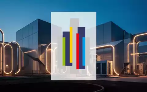 Abstrakte Darstellung einer modernen Energiespeicheranlage bei Dämmerung mit leuchtenden architektonischen Elementen. - Foto: über boerse-global.de