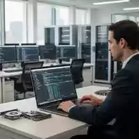 Ein IT-Einkäufer arbeitet an einem modernen Büroarbeitsplatz mit Laptops und professioneller Hardware-Ausstattung. - Foto: über boerse-global.de
