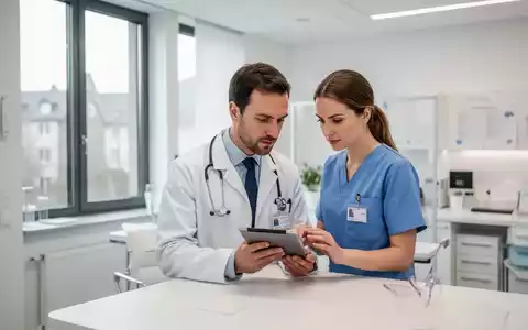 Medizinisches Fachpersonal bei der gemeinsamen Nutzung eines Tablets in einer modernen Klinik. - Foto: über boerse-global.de