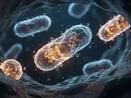 Mikroskopische Aufnahme von Mitochondrien in einer Zellumgebung, die Entzündungsprozesse und zelluläre Forschung darstellt. - Foto: über boerse-global.de