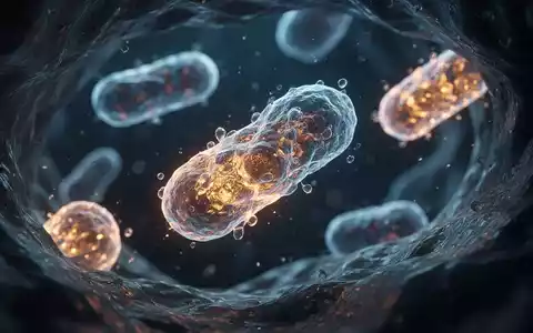 Mikroskopische Aufnahme von Mitochondrien in einer Zellumgebung, die Entzündungsprozesse und zelluläre Forschung darstellt. - Foto: über boerse-global.de
