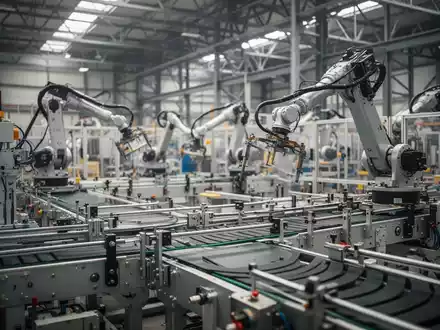 Moderne, automatisierte Fördertechnik und industrielle Fertigungsanlagen in einer hellen Produktionshalle. - Foto: über boerse-global.de