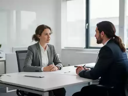 Ein neuer Mitarbeiter in einem modernen Büro während eines Onboarding-Gesprächs mit einem Mentor. - Foto: über boerse-global.de