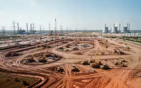 Weite Baustelle einer riesigen Industrieanlage in Texas mit Kränen und Erdbewegungsmaschinen bei hellem Tageslicht. - Foto: über boerse-global.de