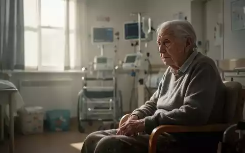 Ein erschöpft wirkender älterer Mensch sitzt allein in einem hellen Zimmer eines Pflegeheims. - Foto: über boerse-global.de