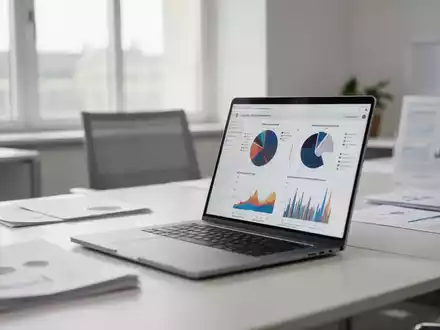 Moderner, heller Büroarbeitsplatz in einer deutschen Behörde mit einem Laptop und Dokumenten zur Verwaltungsmodernisierung. - Foto: über boerse-global.de