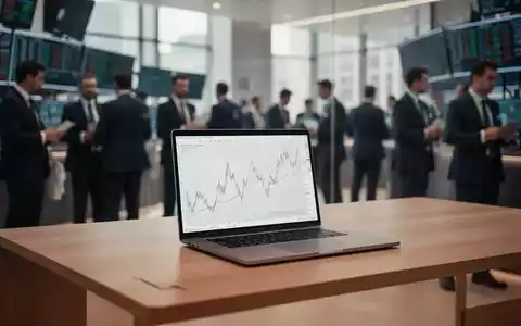 Ein modern eingerichteter Arbeitsplatz eines Finanzexperten mit Blick auf einen verschwommenen Börsenhandelssaal. - Foto: über boerse-global.de