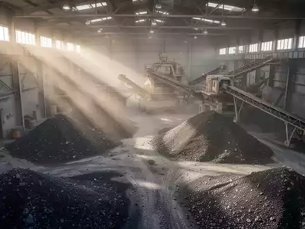 Industrielle Lagerhalle mit aufgeschüttetem Silbererz-Konzentrat in einer modernen Minenanlage. - Foto: über boerse-global.de