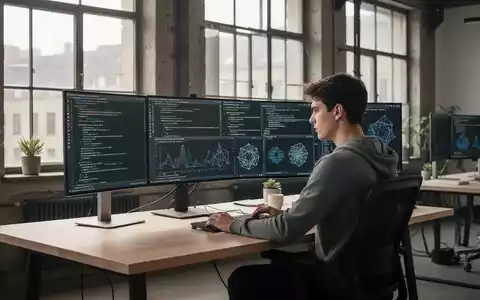 Ein Softwareentwickler arbeitet in einem modernen, hellen Büro an seinem Computer an KI-Anwendungen. - Foto: über boerse-global.de