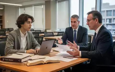 Ein Jura-Student und ein Steuerberater besprechen gemeinsam in einem hellen Arbeitsraum steuerrechtliche Unterlagen. - Foto: über boerse-global.de