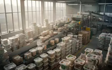 Sortieranlage für nachhaltige Lebensmittelverpackungen und recycelbare Materialien in einer modernen Industriehalle. - Foto: über boerse-global.de