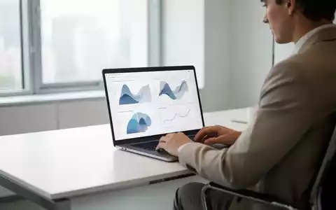Eine Person arbeitet an einem sauberen, modernen Schreibtisch mit einem Laptop in einem hellen, professionellen Büro. - Foto: über boerse-global.de