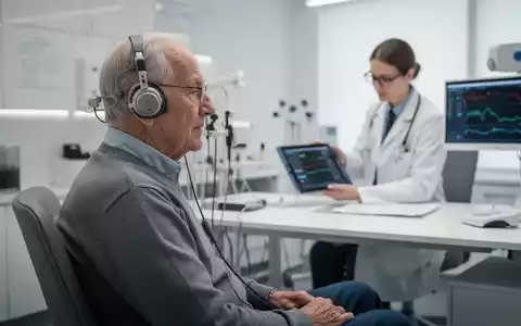Ein älterer Patient bei einem medizinischen Hörtest in einer modernen Praxisumgebung. - Foto: über boerse-global.de