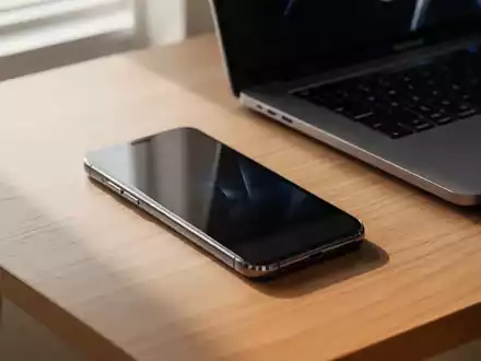 Ein modernes Smartphone auf einem minimalistischen Schreibtisch bei natürlichem Tageslicht. - Foto: über boerse-global.de