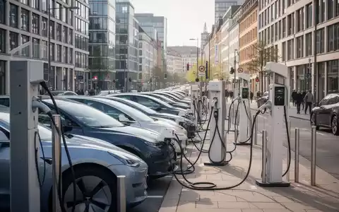 Moderne Elektroautos an Ladestationen in einer deutschen Stadt bei Tageslicht. - Foto: über boerse-global.de
