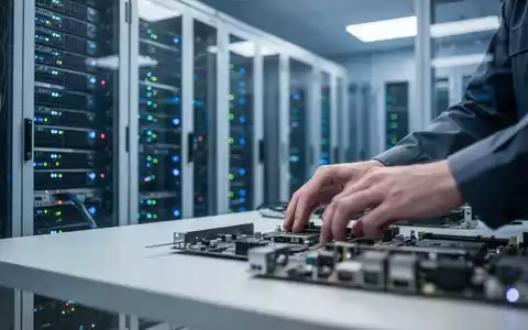 Ein technischer Mitarbeiter arbeitet in einem modernen Serverraum an der Wartung der IT-Infrastruktur. - Foto: über boerse-global.de