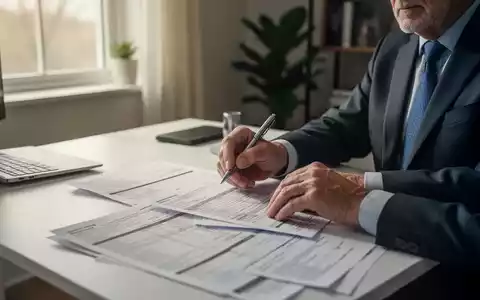 Ein älterer Arbeitnehmer prüft konzentriert Steuerunterlagen an einem Schreibtisch im Homeoffice. - Foto: über boerse-global.de