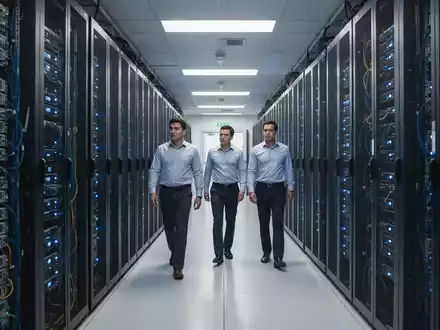 Moderne Serverräume eines Rechenzentrums mit blau leuchtenden Hardware-Komponenten in Indonesien. - Foto: über boerse-global.de