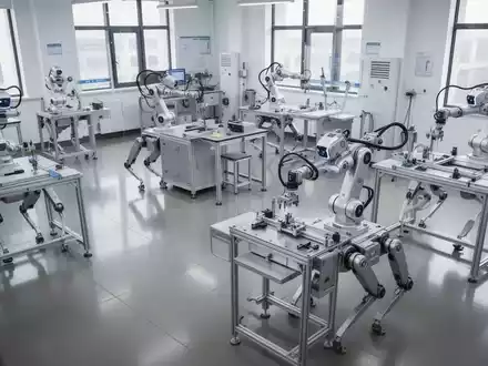 Humanoide und vierbeinige Roboter in einer modernen Ausbildungseinrichtung in Hangzhou bei der praktischen Arbeit. - Foto: über boerse-global.de