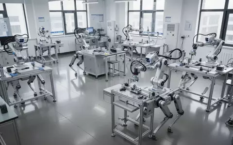 Humanoide und vierbeinige Roboter in einer modernen Ausbildungseinrichtung in Hangzhou bei der praktischen Arbeit. - Foto: über boerse-global.de