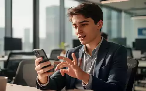 Eine Person interagiert in einem modern beleuchteten Büro mit einem Smartphone, während sie konzentriert auf das Gerät blickt. - Foto: über boerse-global.de