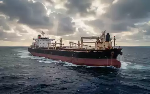 Ein großes Massengutschiff auf offener See unter einem bewölkten Himmel. - Foto: über boerse-global.de