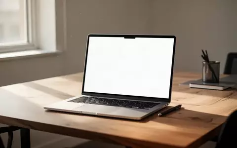 Ein moderner, aufgeräumter Arbeitsplatz mit einem Laptop, auf dessen Bildschirm ein leeres Dokumentenlayout zu sehen ist. - Foto: über boerse-global.de
