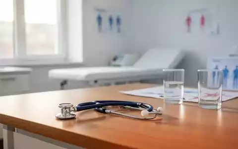 Ein Stethoskop und ein Glas Wasser auf einem medizinischen Untersuchungstisch in einem hellen, modernen Behandlungsraum. - Foto: über boerse-global.de