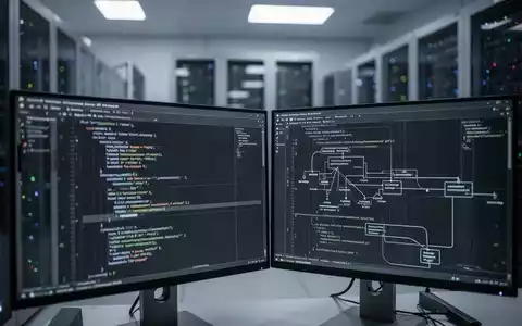 Nahaufnahme einer modernen Serverumgebung mit Datenstrukturen auf einem Bildschirm, die eine technologische Infrastruktur symbolisieren. - Foto: über boerse-global.de