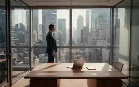 Ein professioneller Manager in einem modernen Bürogebäude blickt auf eine städtische Geschäftsszenerie. - Foto: über boerse-global.de