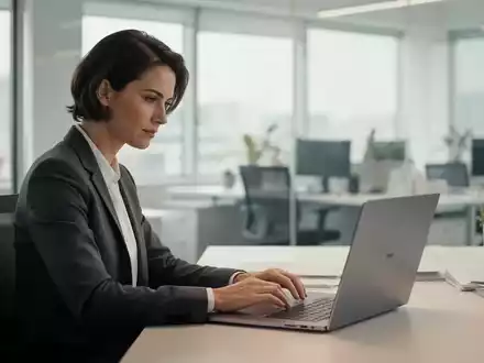 Ein Mitarbeiter arbeitet konzentriert an einem Laptop in einem modernen, hellen Büro. - Foto: über boerse-global.de