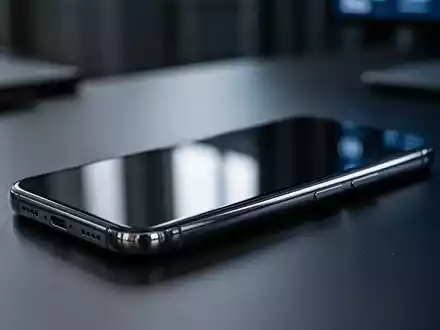 Ein modernes Smartphone auf einem dunklen Schreibtisch, das die Themen Cybersicherheit und digitale Vermögenswerte symbolisiert. - Foto: über boerse-global.de