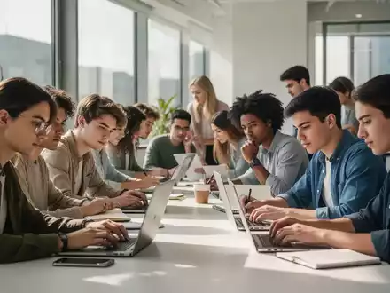 Junge Erwachsene arbeiten konzentriert und professionell in einem modernen Büro. - Foto: über boerse-global.de