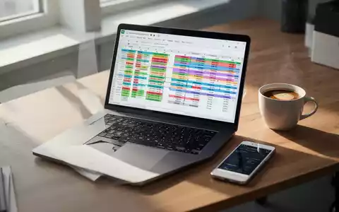 Ein moderner Schreibtisch mit einem Laptop, auf dem eine komplexe Tabellenkalkulation zu sehen ist. - Foto: über boerse-global.de