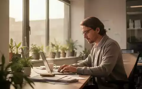 Eine konzentrierte Person in einem sonnendurchfluteten Büro, die in einer ruhigen Arbeitsatmosphäre arbeitet. - Foto: über boerse-global.de