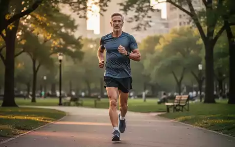 Eine Person joggt in einem herbstlichen Stadtpark während der goldenen Stunde für ein gesundes Ausdauertraining. - Foto: über boerse-global.de