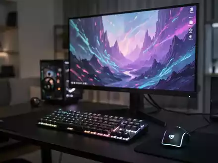 Ein modernes Gaming-Setup mit Tastatur und Monitor in einem professionell beleuchteten Home-Office. - Foto: über boerse-global.de