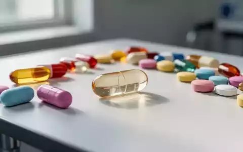 Nahaufnahme von verschiedenen bunten Vitaminpräparaten und Kapseln auf einem medizinischen Untersuchungstisch. - Foto: über boerse-global.de