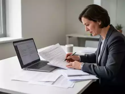 Eine Person sitzt an einem Schreibtisch und arbeitet konzentriert an Unterlagen zur beruflichen Weiterbildung. - Foto: über boerse-global.de
