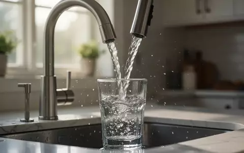 Ein Glas wird unter einem Wasserhahn mit frischem, klarem Leitungswasser gefüllt. - Foto: über boerse-global.de