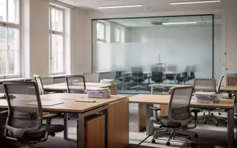 Ein modernes, minimalistisches Regierungsbüro mit leeren Schreibtischen und natürlichem Tageslicht. - Foto: über boerse-global.de
