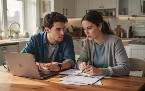 Ein junges Paar sitzt an einem Küchentisch und plant gemeinsam ihre Finanzen und langfristige Sparstrategien. - Foto: über boerse-global.de