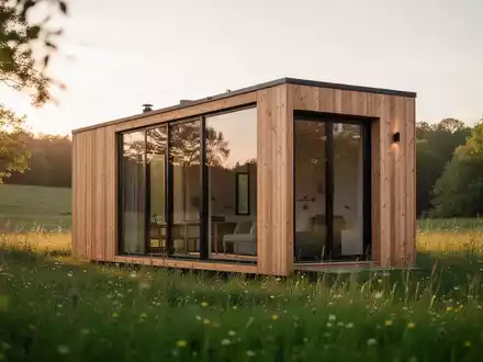 Modernes Tiny House in einer naturnahen Umgebung als minimalistische Wohnlösung. - Foto: über boerse-global.de