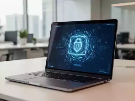 Ein moderner Laptop in einem professionellen Büro, der eine sichere digitale Authentifizierungsoberfläche anzeigt. - Foto: über boerse-global.de