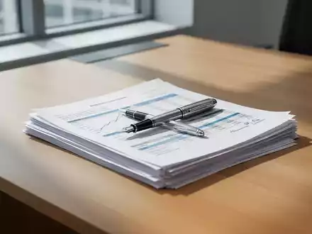 Ein moderner Schreibtisch mit Dokumenten und einem Füller in einem hellen Büro. - Foto: über boerse-global.de