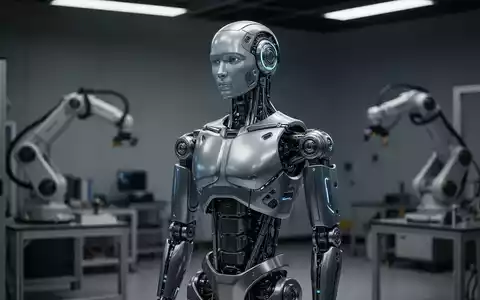 Ein fortschrittlicher humanoider Roboter in einem technologischen Forschungslabor unter stimmungsvoller Beleuchtung. - Foto: über boerse-global.de